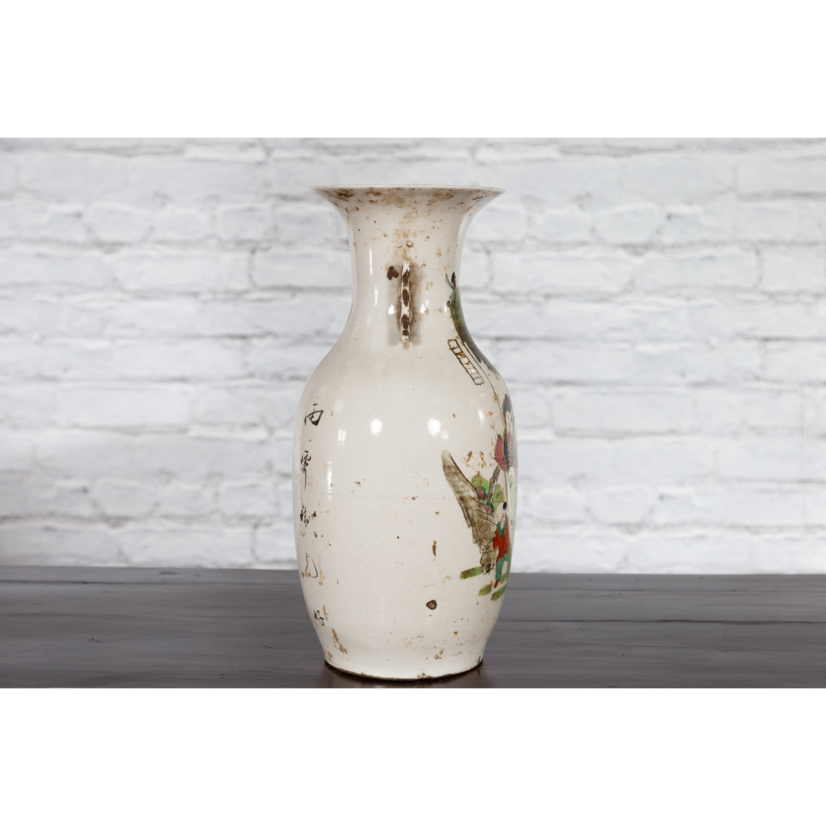 Chinese Porcelain Vase with Hand-Painted Figures and Calligraphy Motifs-9. Asian & Chinese Furniture, Art, Antiques, Vintage Home Décor for sale at FEA Home