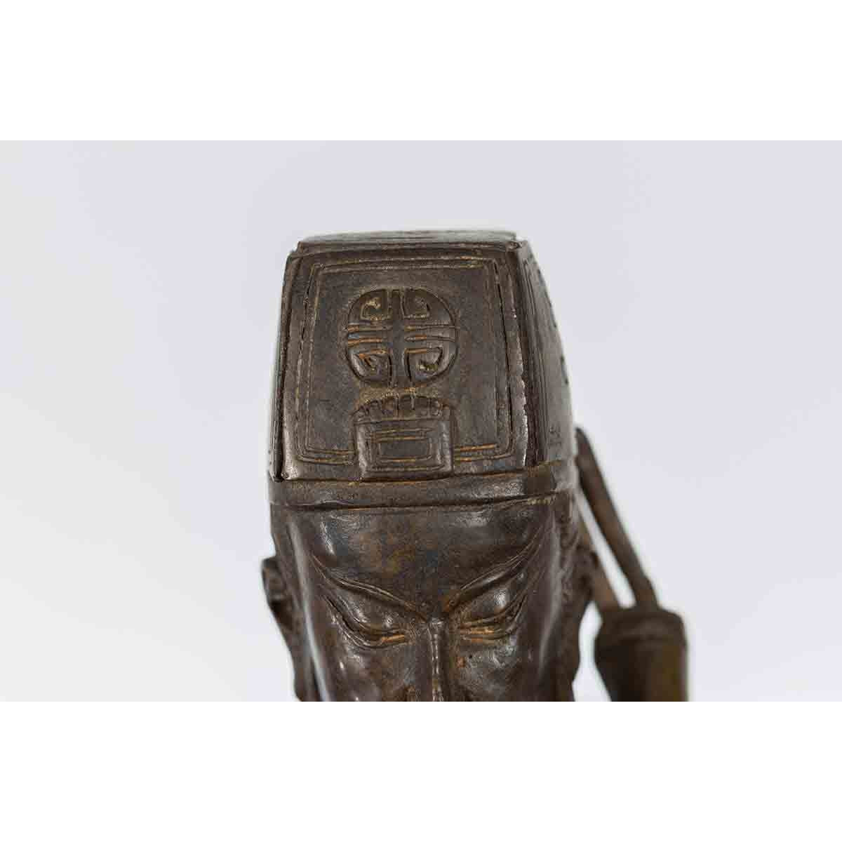 Vintage Lost Wax Cast Bronze Statuette of a Chinese Ancestral Figure-10. Asian & Chinese Furniture, Art, Antiques, Vintage Home Décor for sale at FEA Home