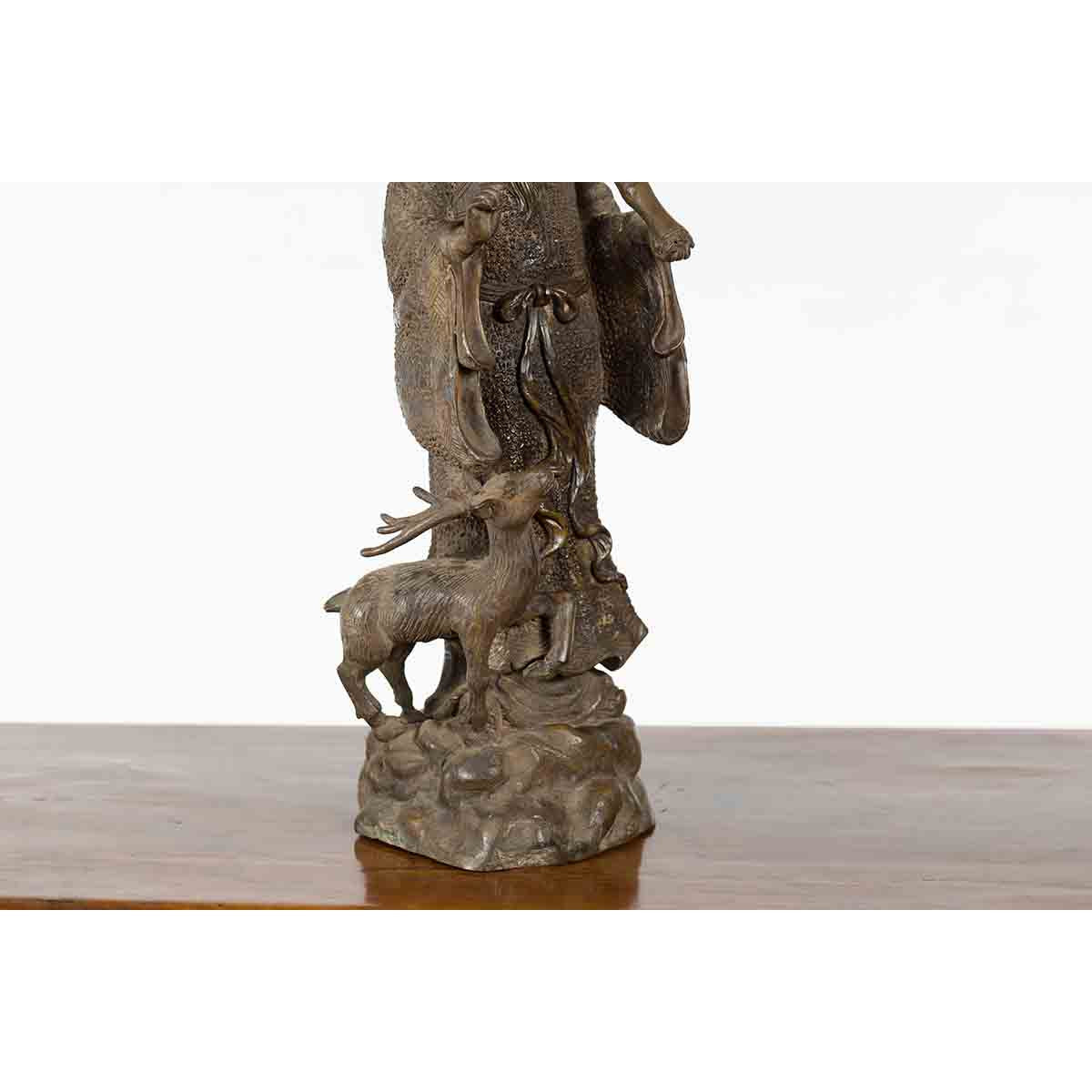 Vintage Lost Wax Cast Bronze Statuette of a Chinese Ancestral Figure-13. Asian & Chinese Furniture, Art, Antiques, Vintage Home Décor for sale at FEA Home
