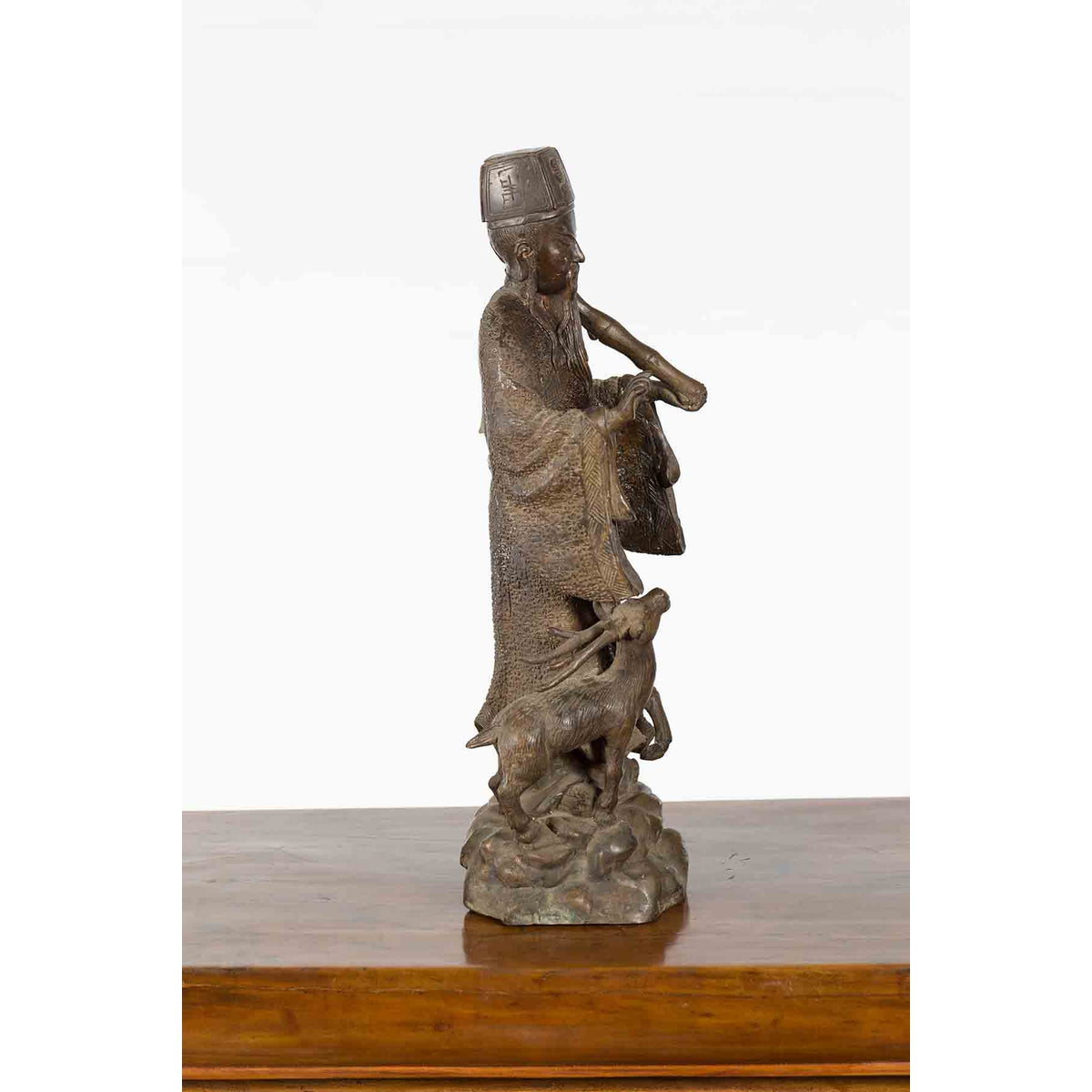 Vintage Lost Wax Cast Bronze Statuette of a Chinese Ancestral Figure-14. Asian & Chinese Furniture, Art, Antiques, Vintage Home Décor for sale at FEA Home