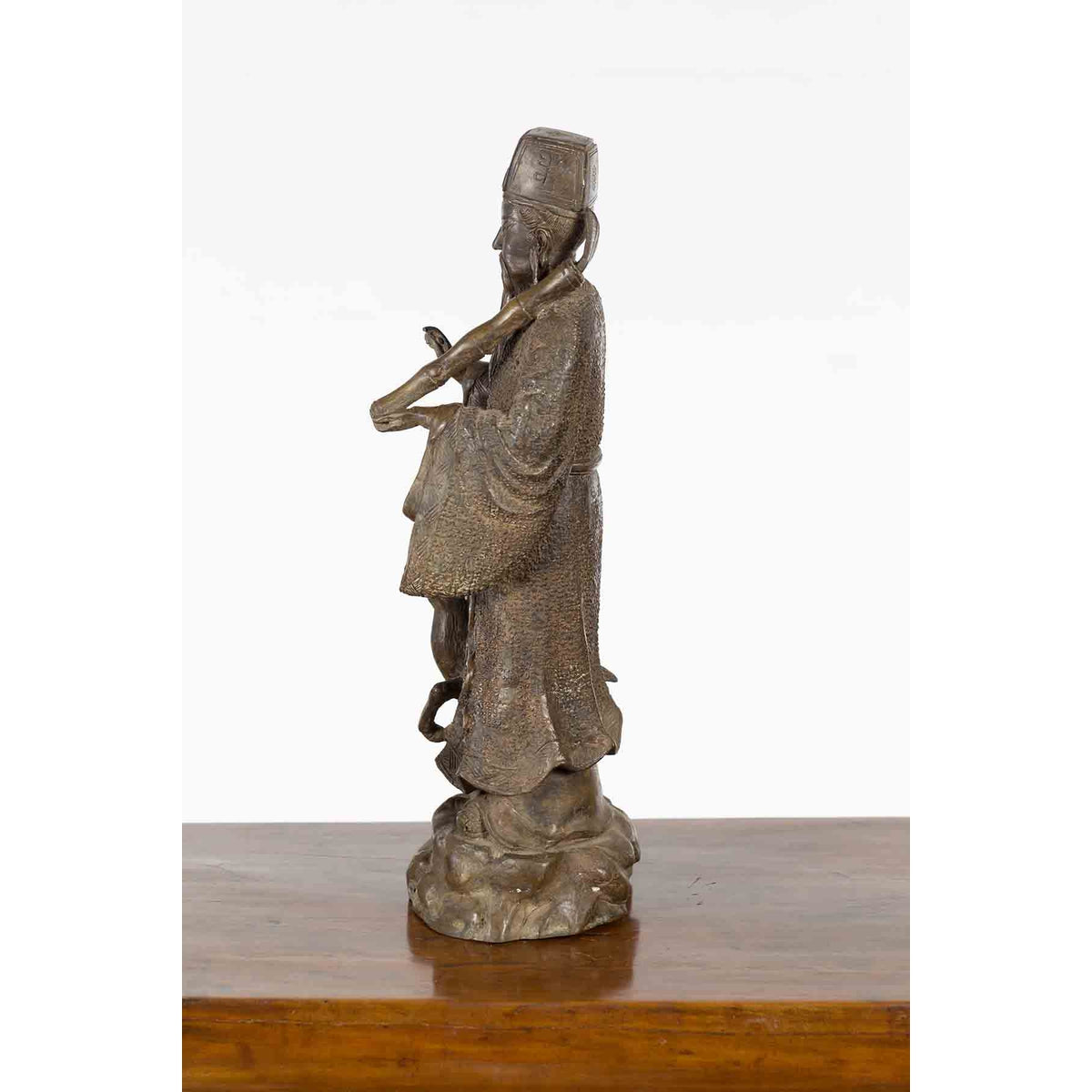 Vintage Lost Wax Cast Bronze Statuette of a Chinese Ancestral Figure-16. Asian & Chinese Furniture, Art, Antiques, Vintage Home Décor for sale at FEA Home