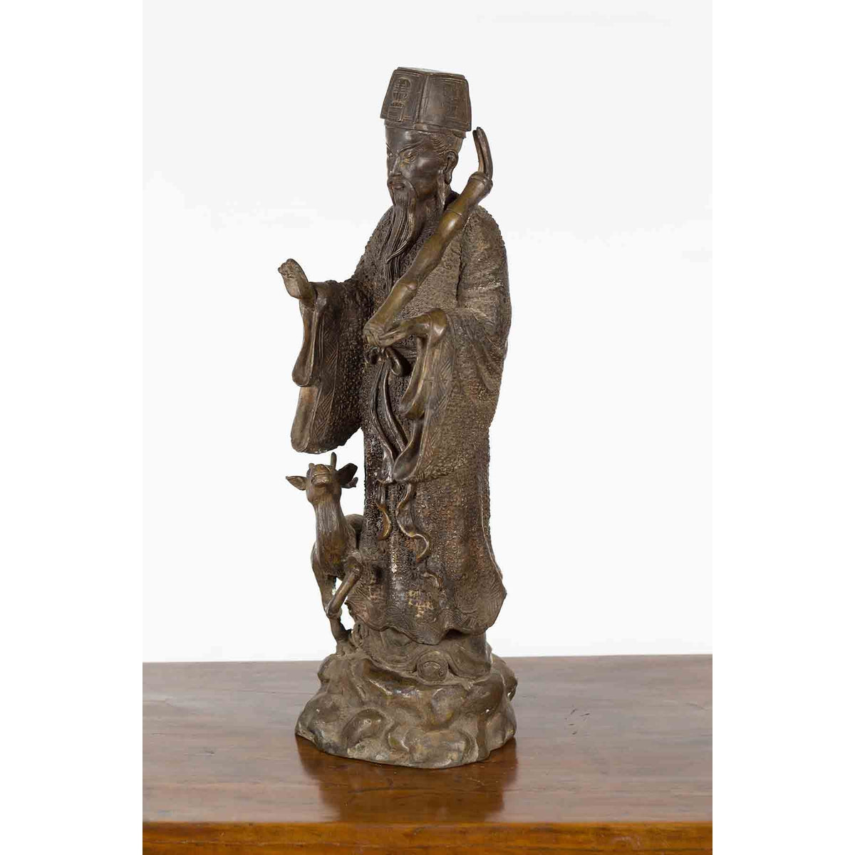 Vintage Lost Wax Cast Bronze Statuette of a Chinese Ancestral Figure-17. Asian & Chinese Furniture, Art, Antiques, Vintage Home Décor for sale at FEA Home