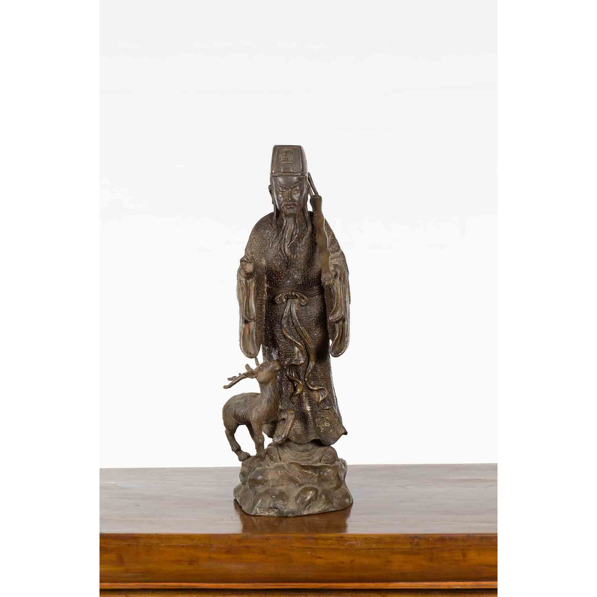 Vintage Lost Wax Cast Bronze Statuette of a Chinese Ancestral Figure-3. Asian & Chinese Furniture, Art, Antiques, Vintage Home Décor for sale at FEA Home