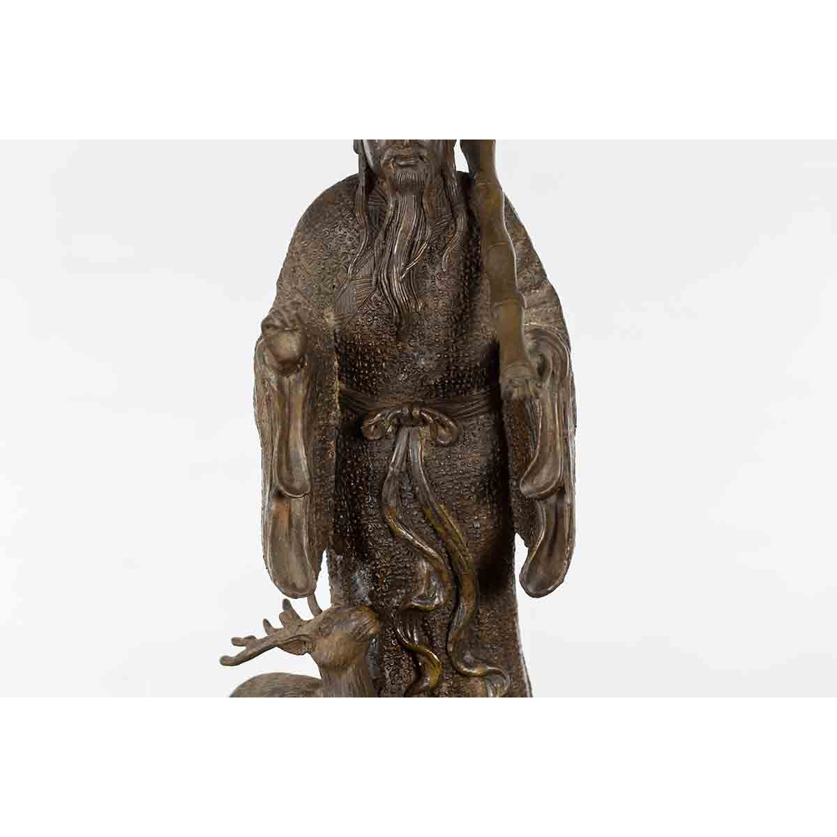 Vintage Lost Wax Cast Bronze Statuette of a Chinese Ancestral Figure-5. Asian & Chinese Furniture, Art, Antiques, Vintage Home Décor for sale at FEA Home