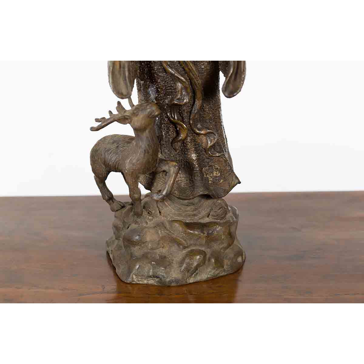 Vintage Lost Wax Cast Bronze Statuette of a Chinese Ancestral Figure-7. Asian & Chinese Furniture, Art, Antiques, Vintage Home Décor for sale at FEA Home