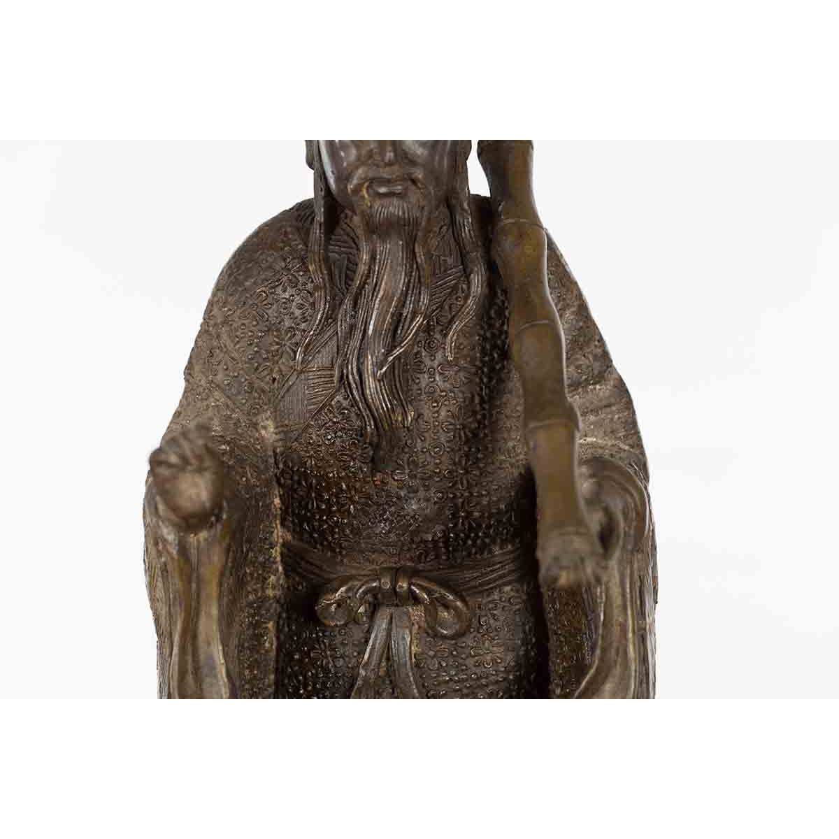 Vintage Lost Wax Cast Bronze Statuette of a Chinese Ancestral Figure-8. Asian & Chinese Furniture, Art, Antiques, Vintage Home Décor for sale at FEA Home