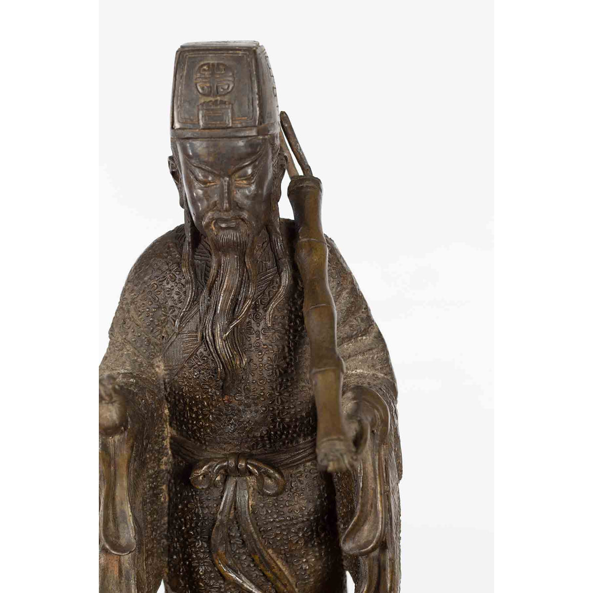 Vintage Lost Wax Cast Bronze Statuette of a Chinese Ancestral Figure-9. Asian & Chinese Furniture, Art, Antiques, Vintage Home Décor for sale at FEA Home