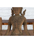 Hand-Carved Wooden Temple Sculpture Depicting a Thai Warrior Ready for Battle-6. Asian & Chinese Furniture, Art, Antiques, Vintage Home Décor for sale at FEA Home