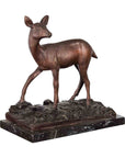 Vintage Lost Wax Cast Bronze Statuette of a Deer Mounted on Marble Base-1. Asian & Chinese Furniture, Art, Antiques, Vintage Home Décor for sale at FEA Home