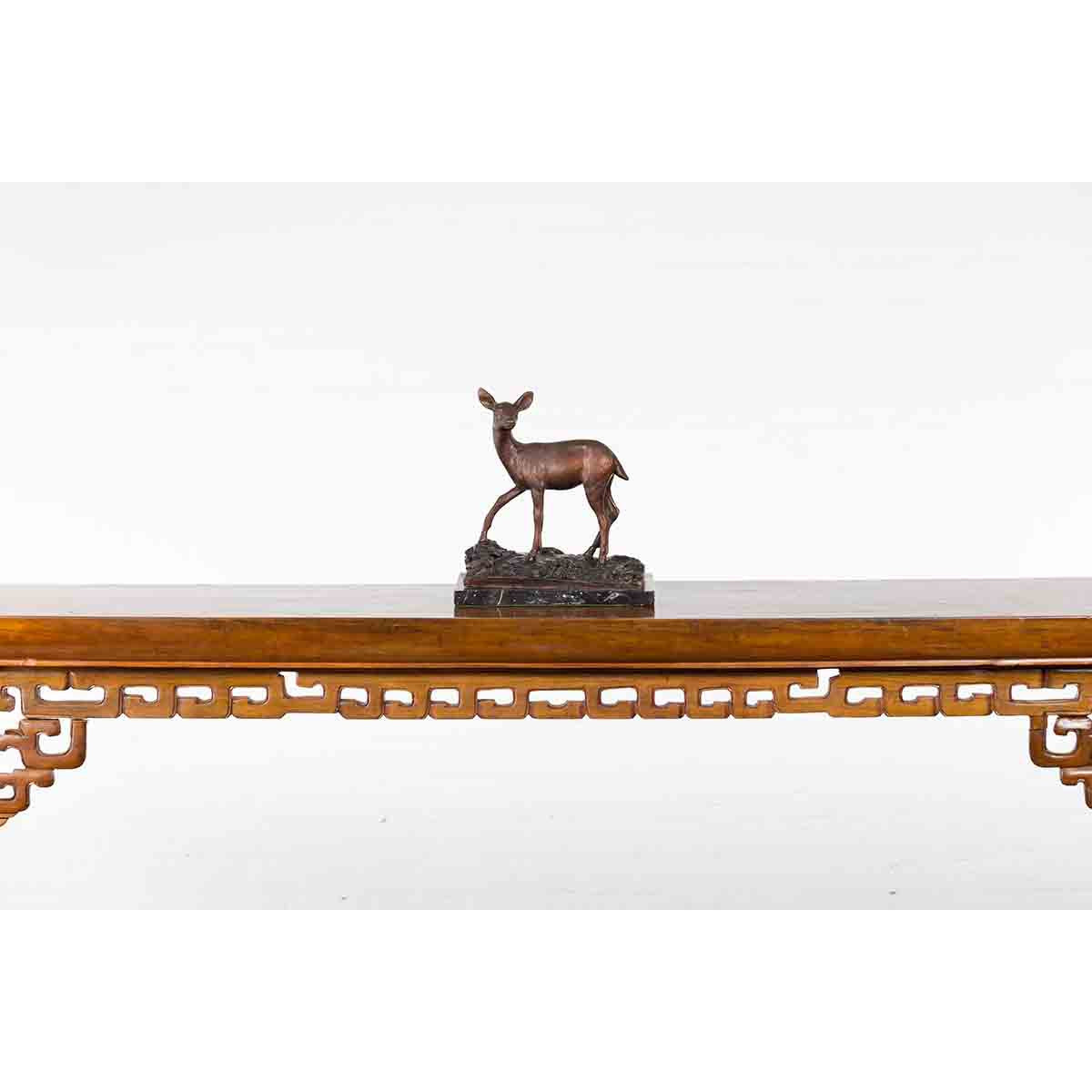 Vintage Lost Wax Cast Bronze Statuette of a Deer Mounted on Marble Base-4. Asian & Chinese Furniture, Art, Antiques, Vintage Home Décor for sale at FEA Home