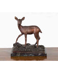 Vintage Lost Wax Cast Bronze Statuette of a Deer Mounted on Marble Base-5. Asian & Chinese Furniture, Art, Antiques, Vintage Home Décor for sale at FEA Home