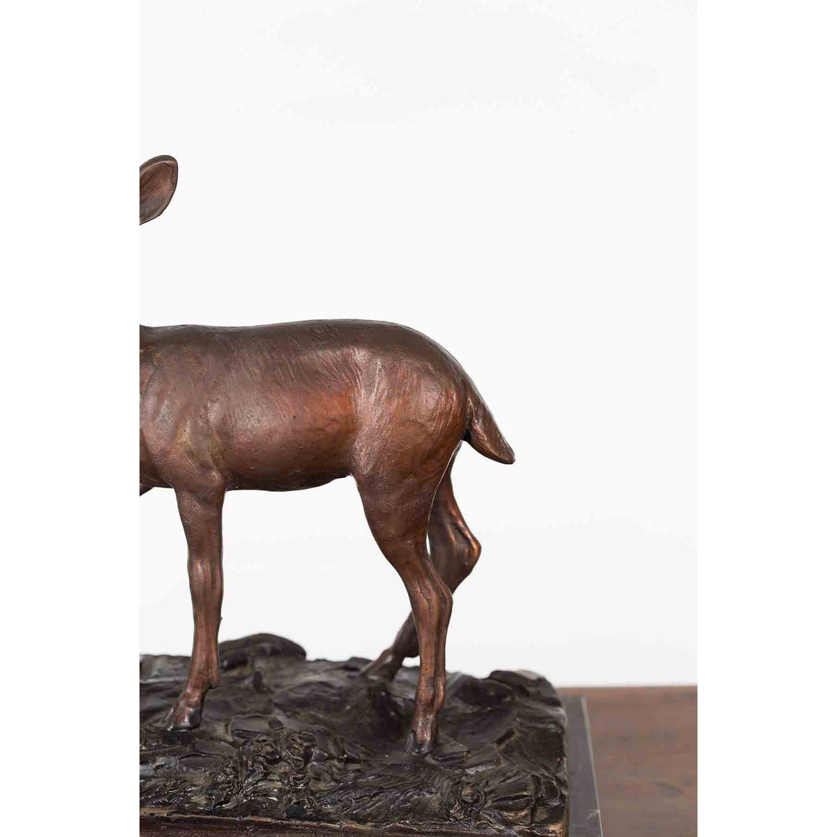 Vintage Lost Wax Cast Bronze Statuette of a Deer Mounted on Marble Base-8. Asian & Chinese Furniture, Art, Antiques, Vintage Home Décor for sale at FEA Home