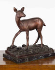 Vintage Lost Wax Cast Bronze Statuette of a Deer Mounted on Marble Base-2. Asian & Chinese Furniture, Art, Antiques, Vintage Home Décor for sale at FEA Home