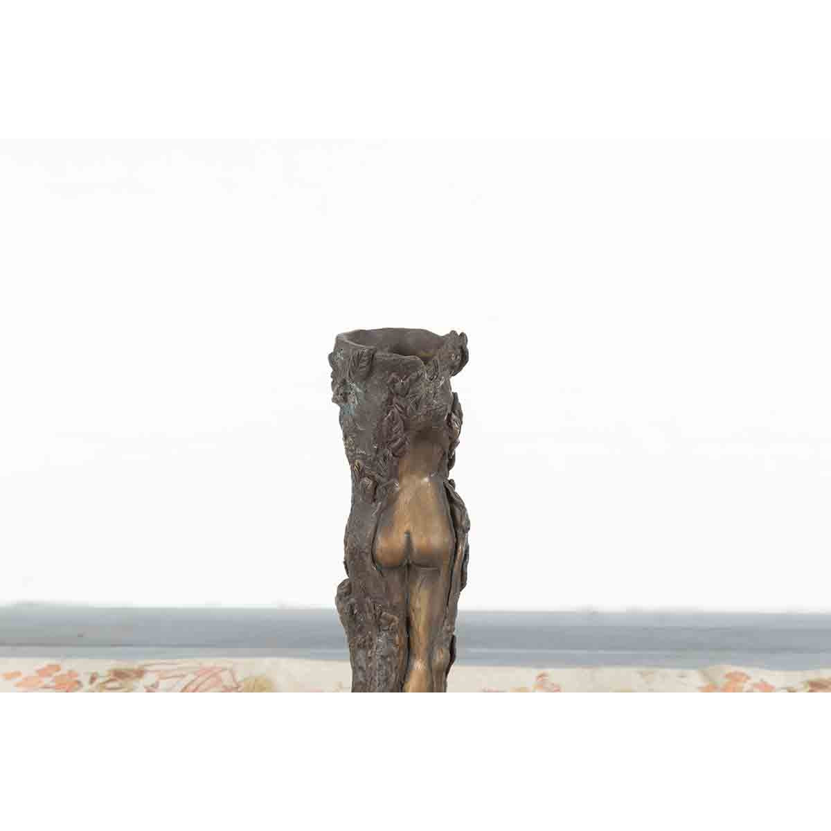 Small Vintage Bronze Dryad Tree Nymph Candle Holder-7. Asian & Chinese Furniture, Art, Antiques, Vintage Home Décor for sale at FEA Home