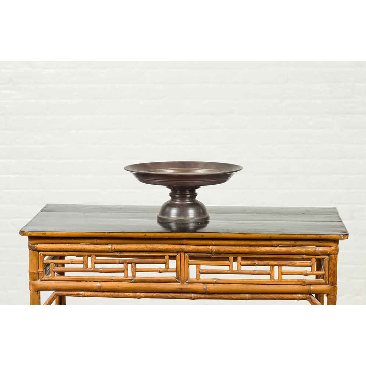 Vintage Cast Bronze Circular Cake Stand with Dark Patina-8. Asian & Chinese Furniture, Art, Antiques, Vintage Home Décor for sale at FEA Home