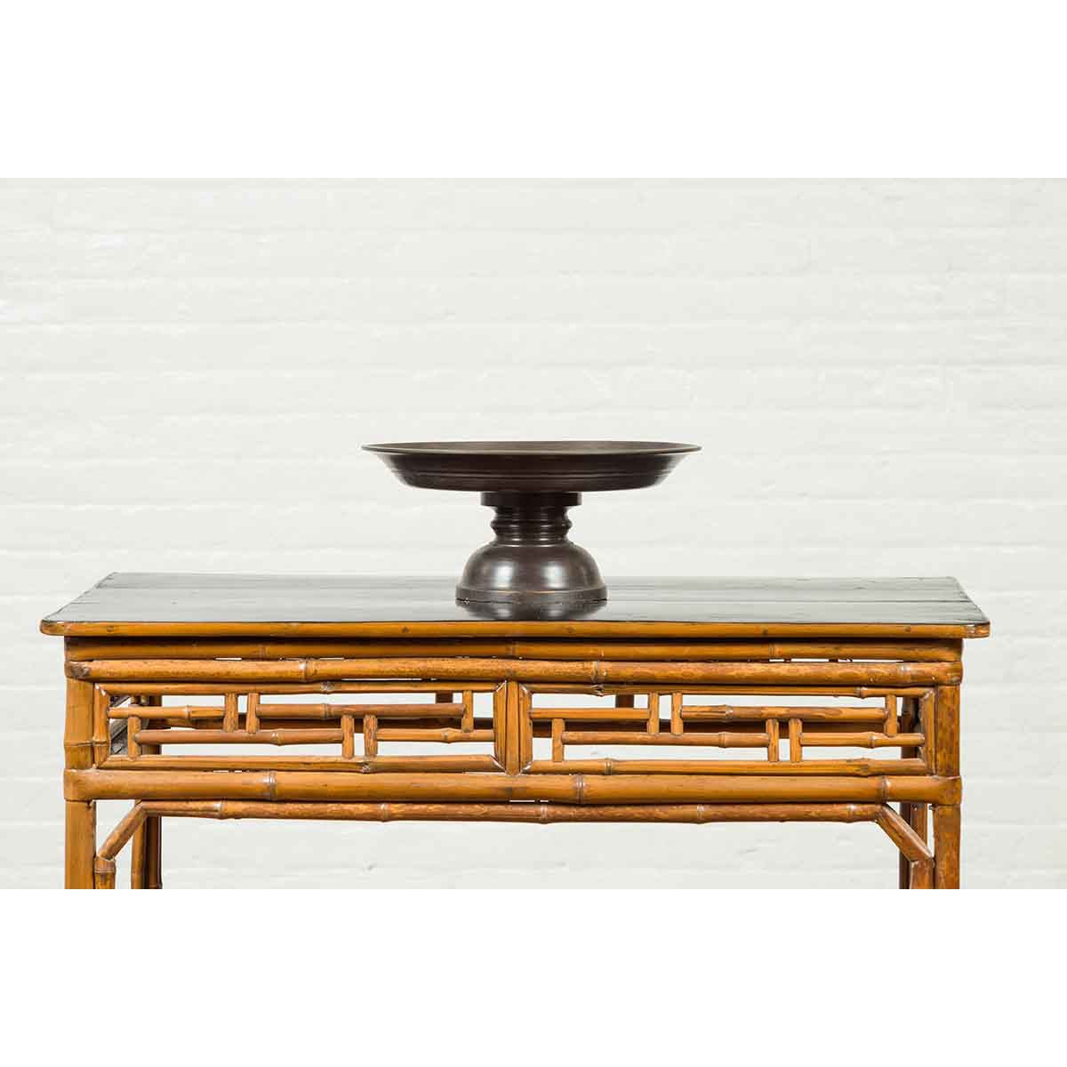 Vintage Cast Bronze Circular Cake Stand with Dark Patina-10. Asian & Chinese Furniture, Art, Antiques, Vintage Home Décor for sale at FEA Home