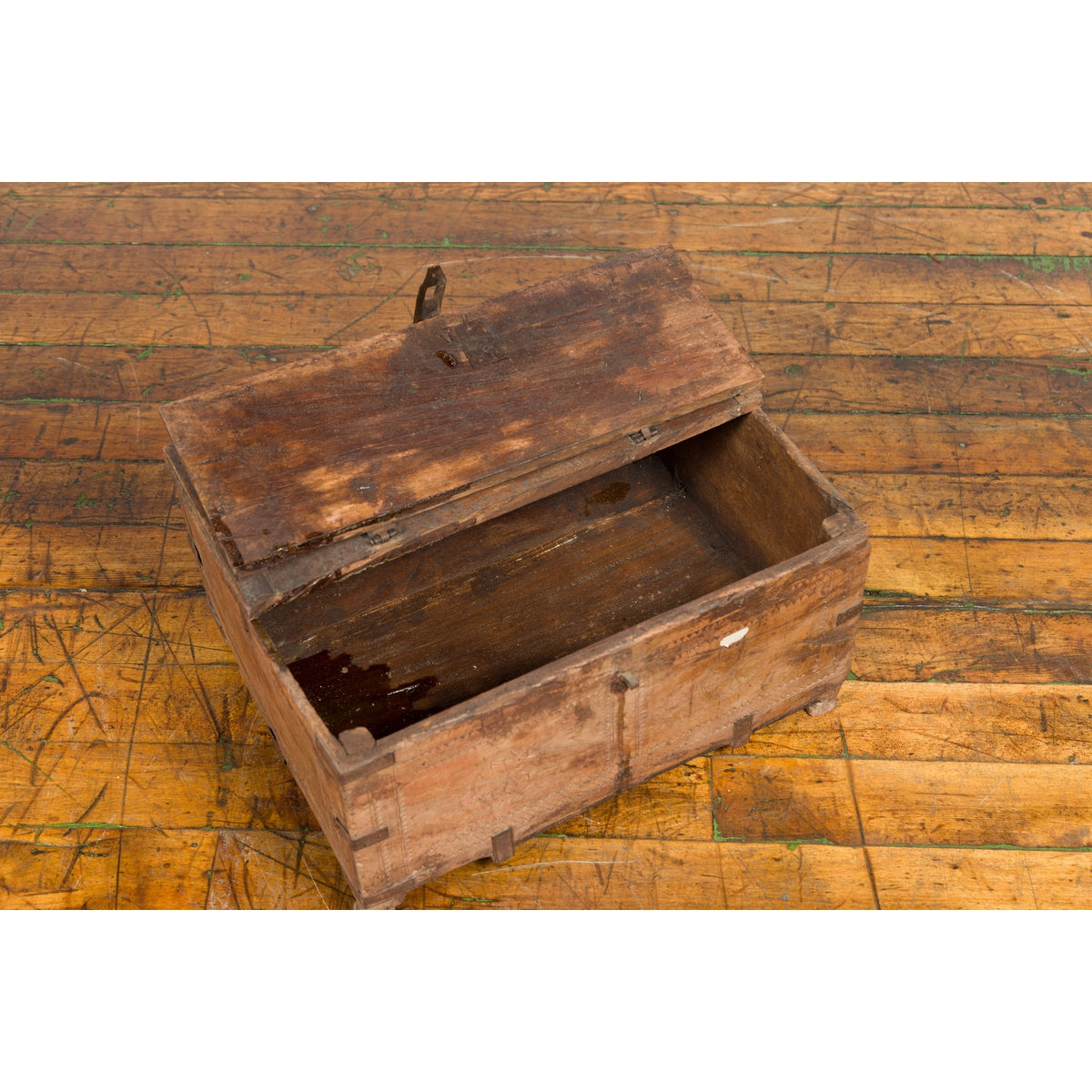 Rustic Indian 19th Century Treasure Box with Carved Rosettes and Small Feet-4. Asian & Chinese Furniture, Art, Antiques, Vintage Home Décor for sale at FEA Home