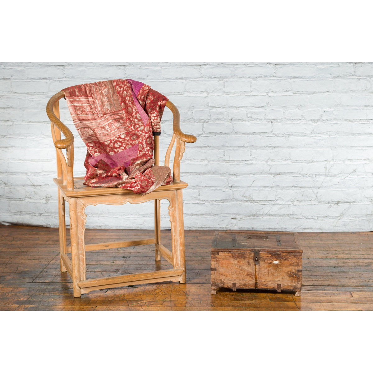 Rustic Indian 19th Century Treasure Box with Carved Rosettes and Small Feet-3. Asian & Chinese Furniture, Art, Antiques, Vintage Home Décor for sale at FEA Home