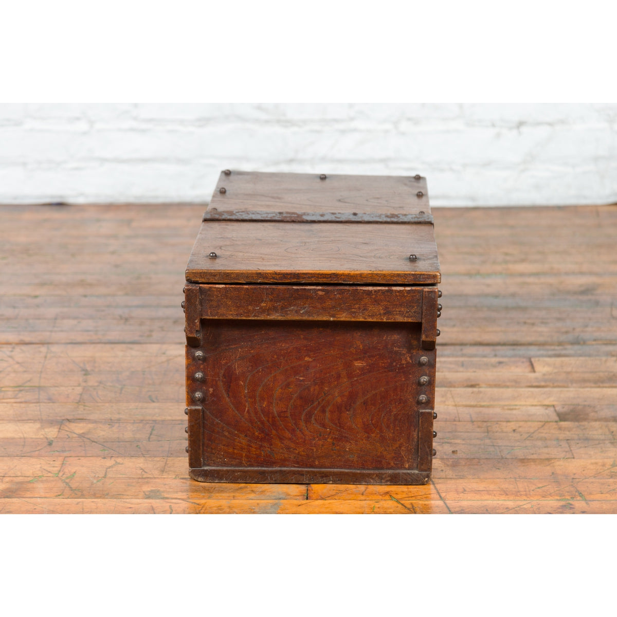 Indonesian 19th Century Wooden Trunk with Partially Removable Top and Iron Studs-10. Asian & Chinese Furniture, Art, Antiques, Vintage Home Décor for sale at FEA Home