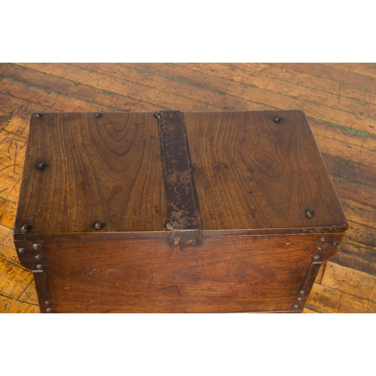 Indonesian 19th Century Wooden Trunk with Partially Removable Top and Iron Studs-7. Asian & Chinese Furniture, Art, Antiques, Vintage Home Décor for sale at FEA Home