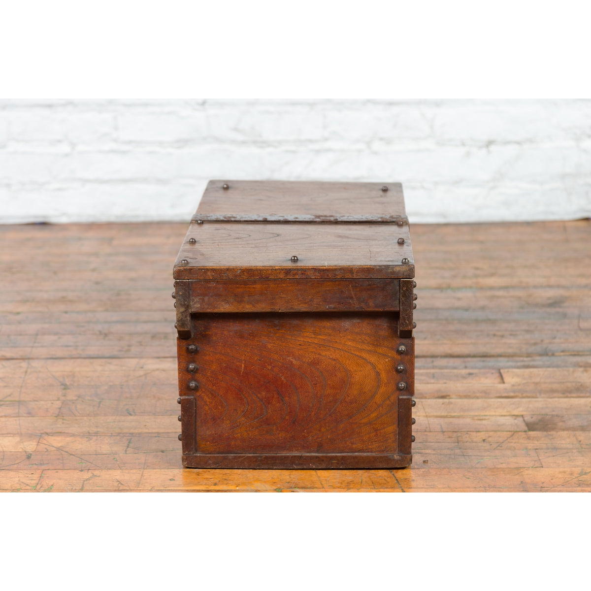 Indonesian 19th Century Wooden Trunk with Partially Removable Top and Iron Studs-8. Asian & Chinese Furniture, Art, Antiques, Vintage Home Décor for sale at FEA Home