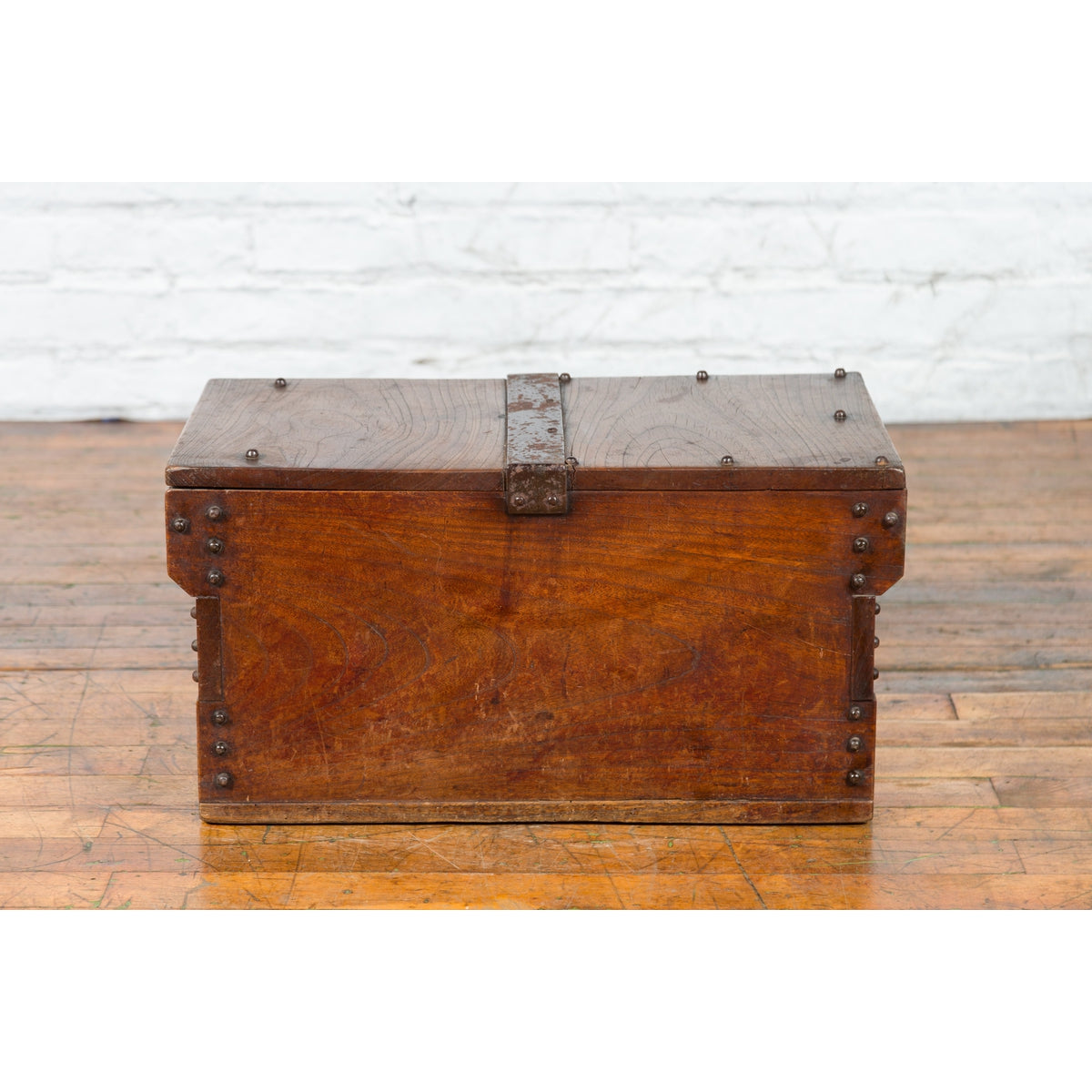 Indonesian 19th Century Wooden Trunk with Partially Removable Top and Iron Studs-9. Asian & Chinese Furniture, Art, Antiques, Vintage Home Décor for sale at FEA Home