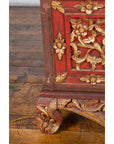 Antique Madura Hand Carved Wooden Treasure Chest with Red and Gold Décor-11. Asian & Chinese Furniture, Art, Antiques, Vintage Home Décor for sale at FEA Home