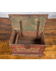 Antique Madura Hand Carved Wooden Treasure Chest with Red and Gold Décor-12. Asian & Chinese Furniture, Art, Antiques, Vintage Home Décor for sale at FEA Home