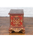 Antique Madura Hand Carved Wooden Treasure Chest with Red and Gold Décor-14. Asian & Chinese Furniture, Art, Antiques, Vintage Home Décor for sale at FEA Home