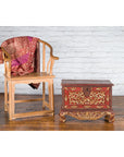 Antique Madura Hand Carved Wooden Treasure Chest with Red and Gold Décor-2. Asian & Chinese Furniture, Art, Antiques, Vintage Home Décor for sale at FEA Home