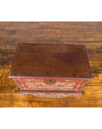 Antique Madura Hand Carved Wooden Treasure Chest with Red and Gold Décor-5. Asian & Chinese Furniture, Art, Antiques, Vintage Home Décor for sale at FEA Home