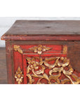 Antique Madura Hand Carved Wooden Treasure Chest with Red and Gold Décor-6. Asian & Chinese Furniture, Art, Antiques, Vintage Home Décor for sale at FEA Home