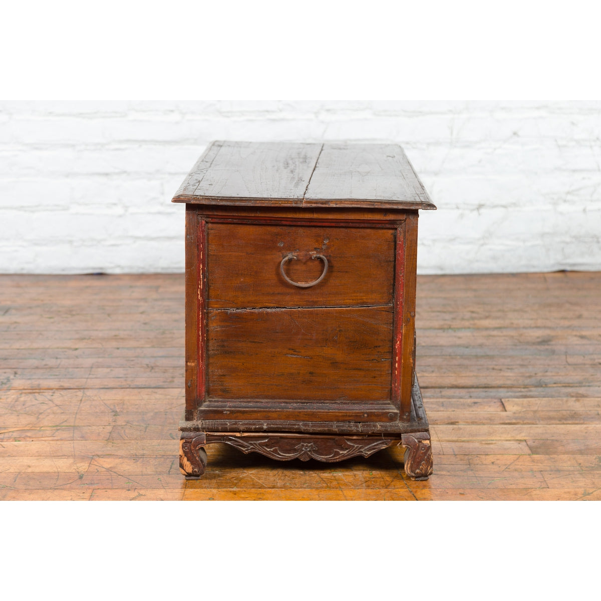 Early 20th Century Madurese Treasure Chest with Hand-Carved Floral Décor-16. Asian & Chinese Furniture, Art, Antiques, Vintage Home Décor for sale at FEA Home