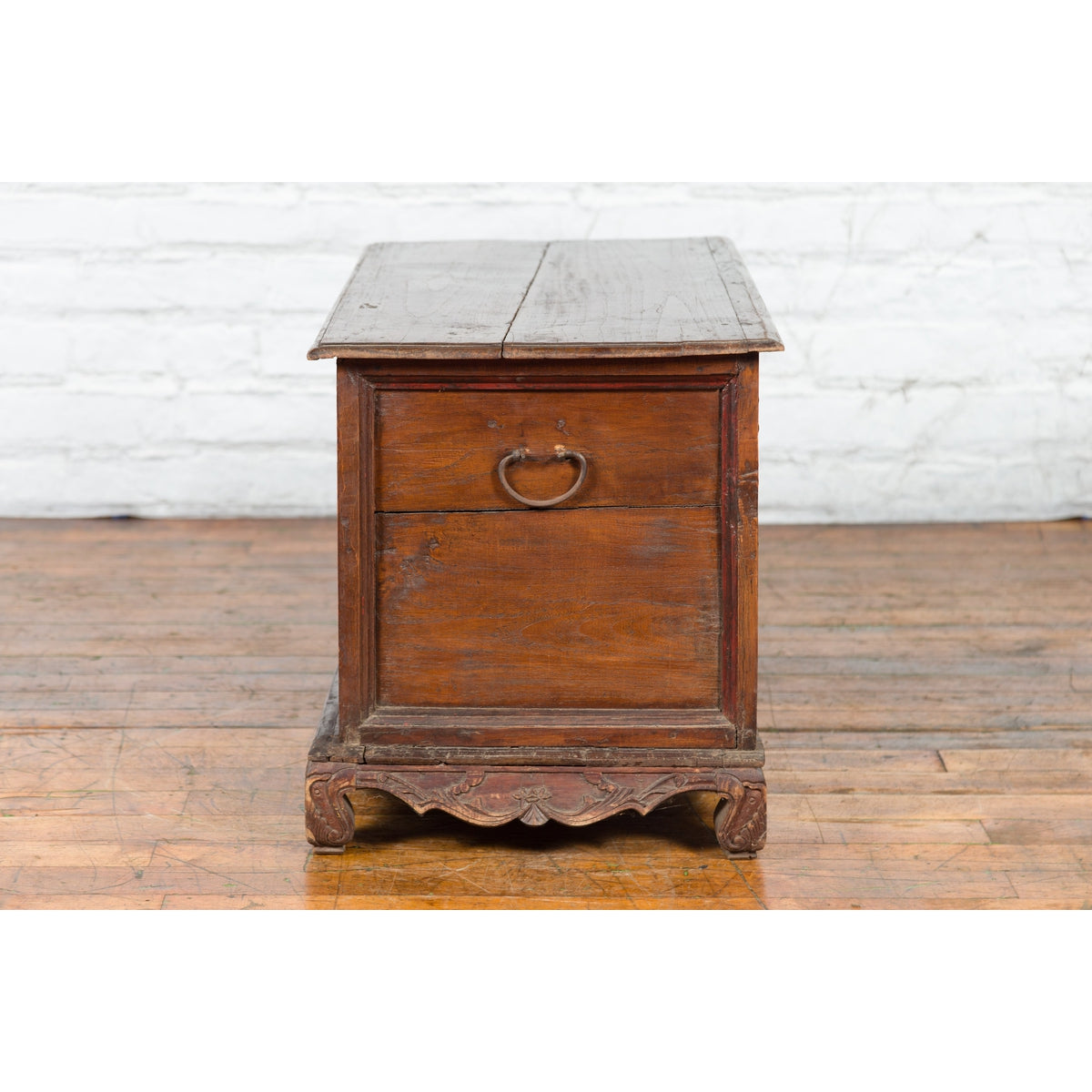 Early 20th Century Madurese Treasure Chest with Hand-Carved Floral Décor-7. Asian & Chinese Furniture, Art, Antiques, Vintage Home Décor for sale at FEA Home