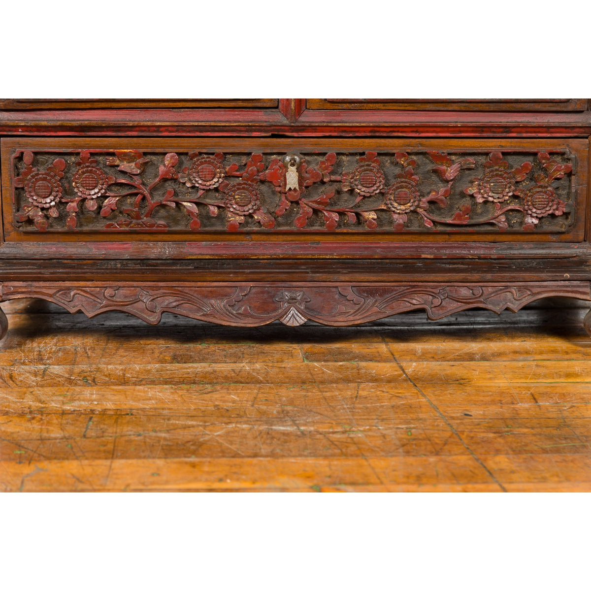 Early 20th Century Madurese Treasure Chest with Hand-Carved Floral Décor-12. Asian & Chinese Furniture, Art, Antiques, Vintage Home Décor for sale at FEA Home