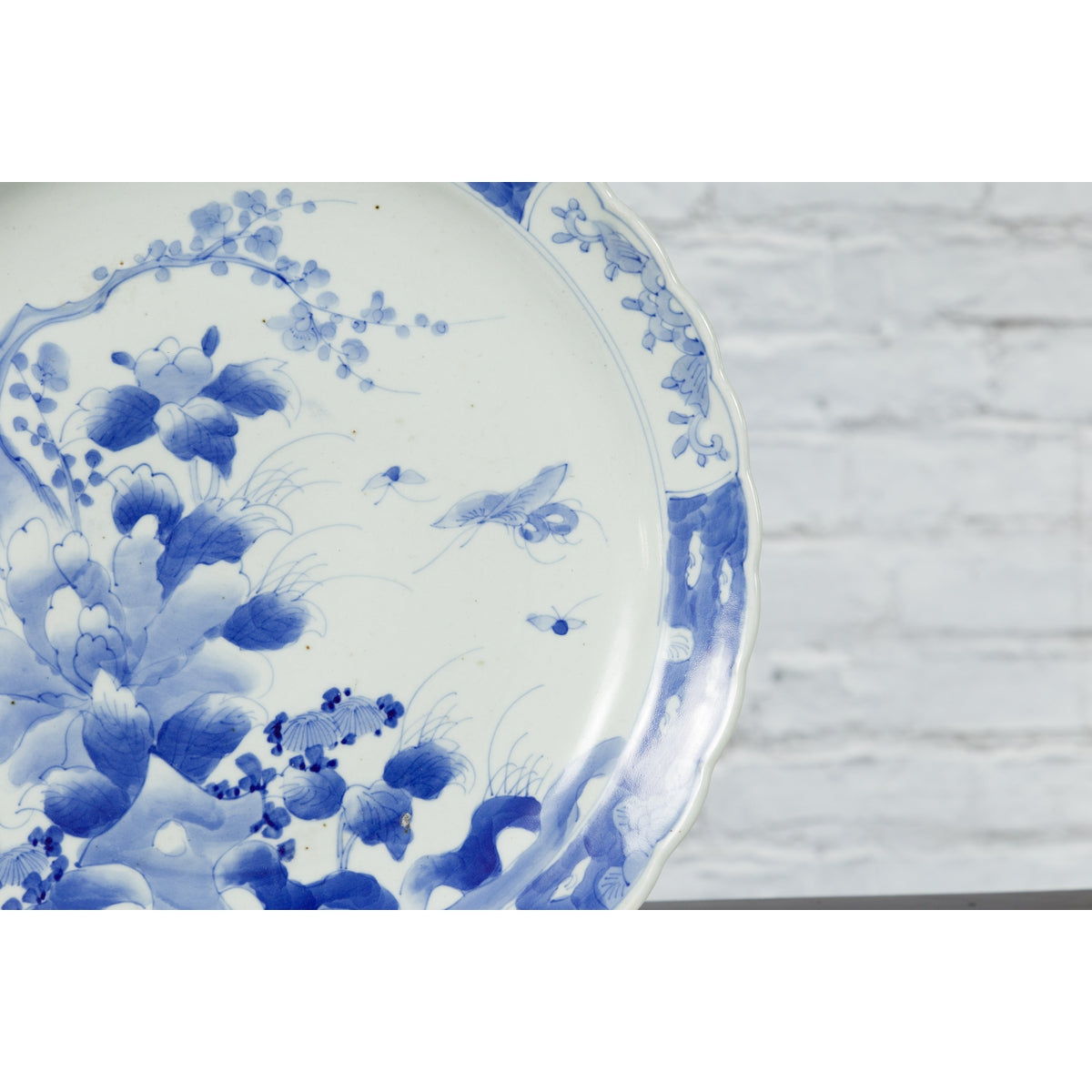 19th Century Japanese Porcelain Imari Plate with Painted Blue and White Décor-10. Asian & Chinese Furniture, Art, Antiques, Vintage Home Décor for sale at FEA Home