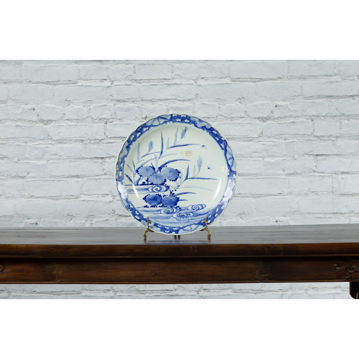 19th Century Japanese Porcelain Imari Plate with Painted Blue and White Décor-3. Asian & Chinese Furniture, Art, Antiques, Vintage Home Décor for sale at FEA Home