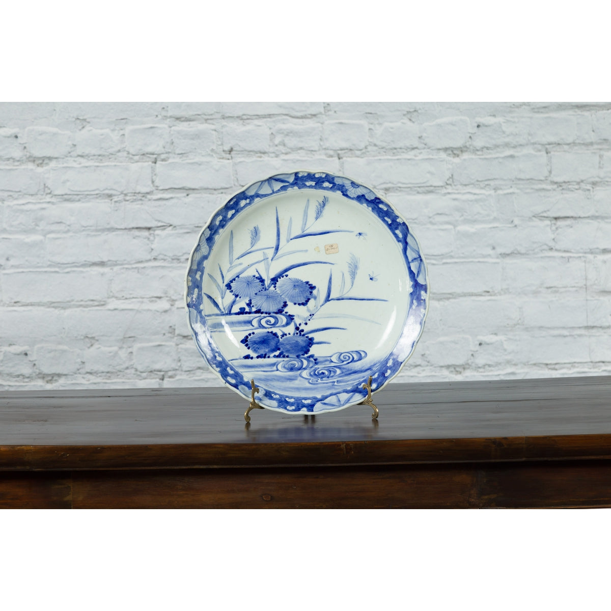 19th Century Japanese Porcelain Imari Plate with Painted Blue and White Décor-4. Asian & Chinese Furniture, Art, Antiques, Vintage Home Décor for sale at FEA Home