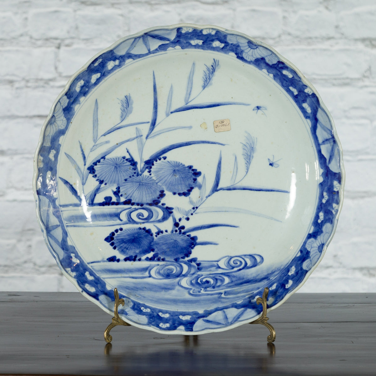 19th Century Japanese Porcelain Imari Plate with Painted Blue and White Décor-7. Asian & Chinese Furniture, Art, Antiques, Vintage Home Décor for sale at FEA Home