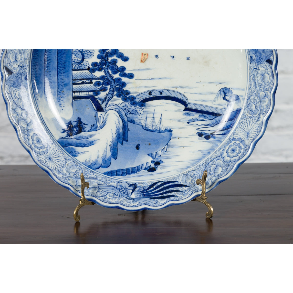 19th Century Japanese Porcelain Imari Plate with Painted Blue and White Décor-11. Asian & Chinese Furniture, Art, Antiques, Vintage Home Décor for sale at FEA Home