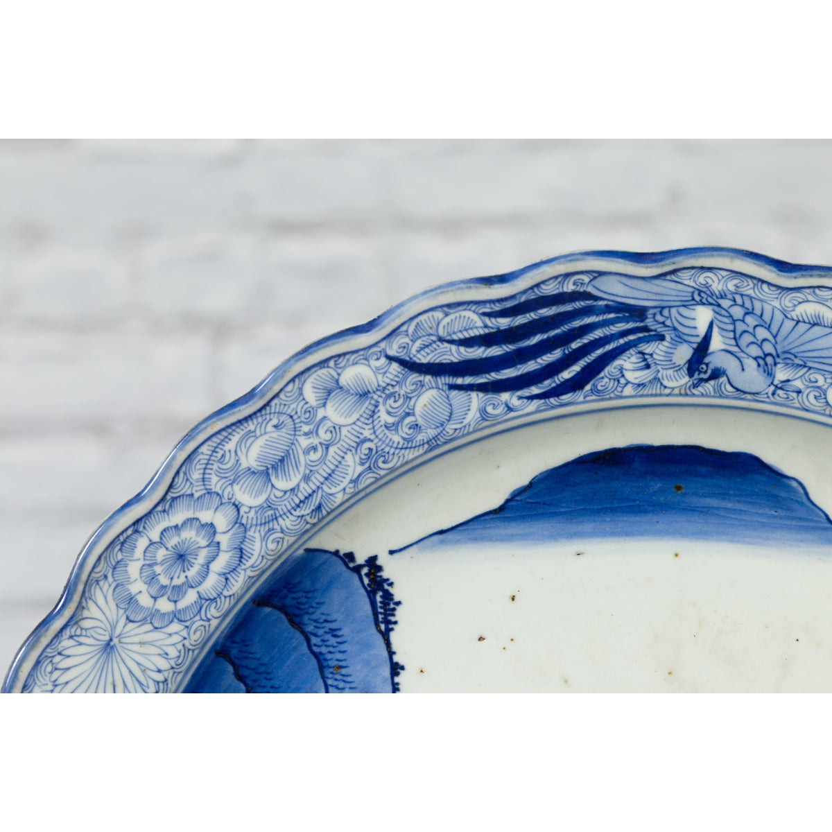 19th Century Japanese Porcelain Imari Plate with Painted Blue and White Décor-15. Asian & Chinese Furniture, Art, Antiques, Vintage Home Décor for sale at FEA Home
