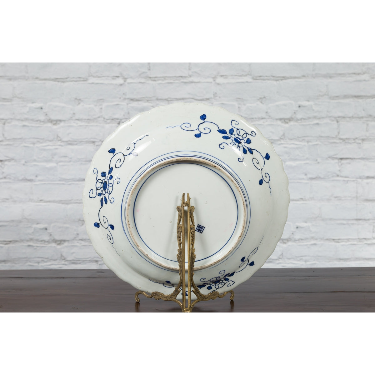 19th Century Japanese Porcelain Imari Plate with Painted Blue and White Décor-17. Asian & Chinese Furniture, Art, Antiques, Vintage Home Décor for sale at FEA Home