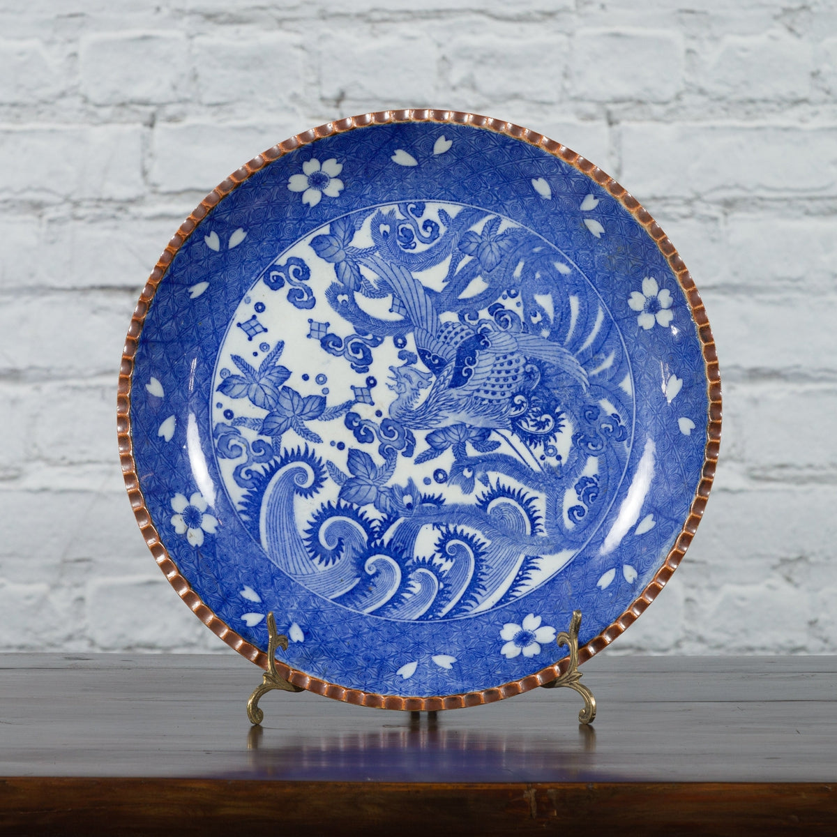 Meiji Period Japanese Igezara Transferware Plate with Phoenix and Foliage Motifs-2. Asian & Chinese Furniture, Art, Antiques, Vintage Home Décor for sale at FEA Home