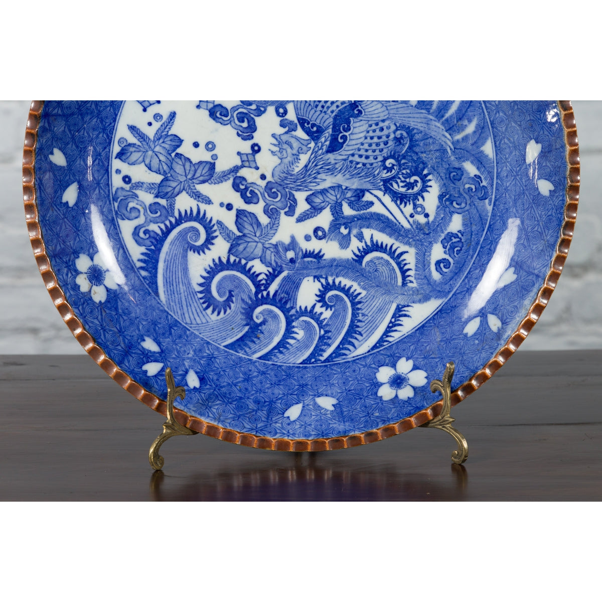 Meiji Period Japanese Igezara Transferware Plate with Phoenix and Foliage Motifs-6. Asian & Chinese Furniture, Art, Antiques, Vintage Home Décor for sale at FEA Home