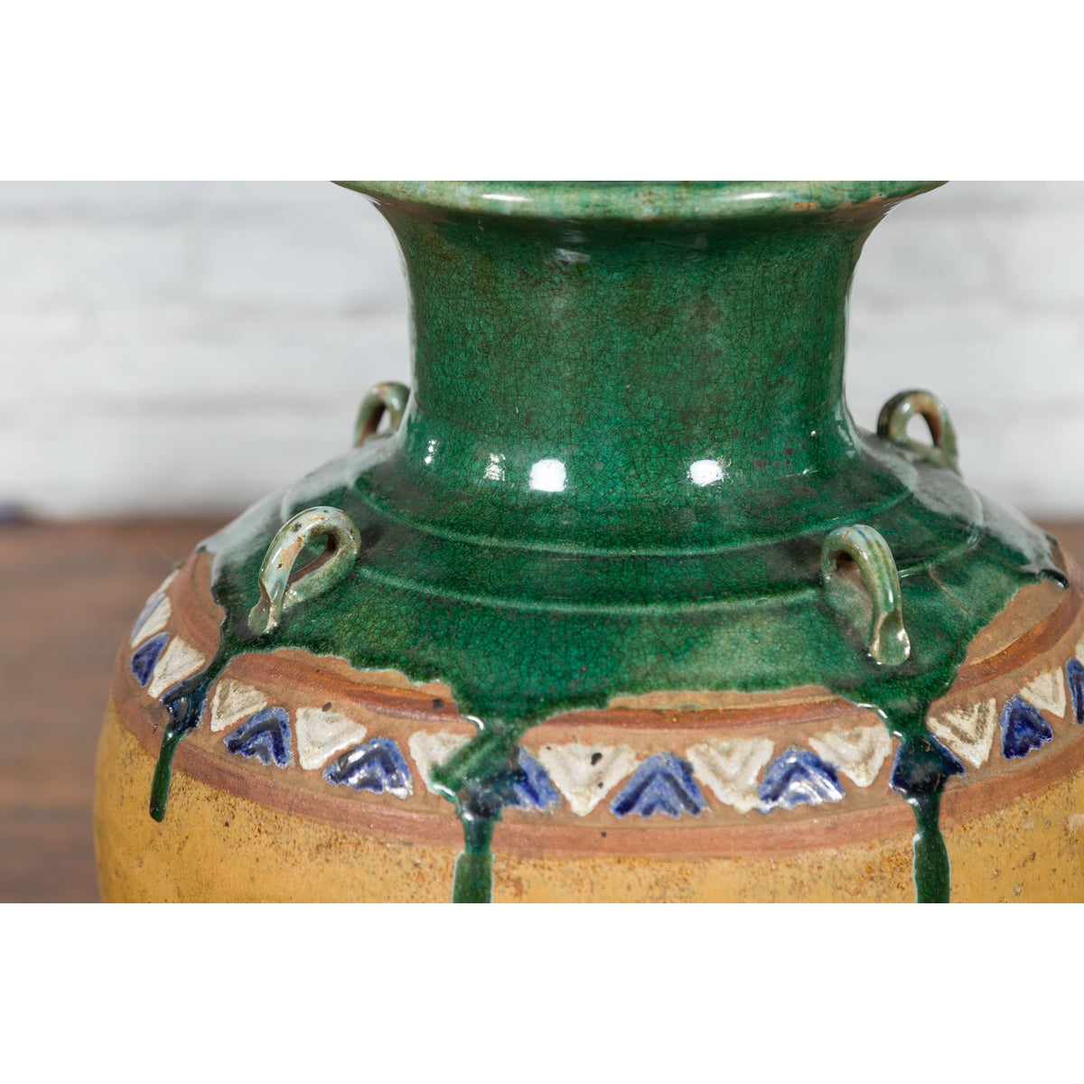 Annamese 19th Century Green Glazed Water Jar with Raised Dragon Motifs-8. Asian & Chinese Furniture, Art, Antiques, Vintage Home Décor for sale at FEA Home