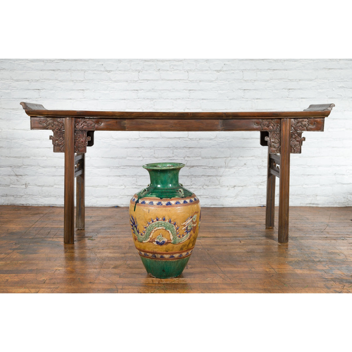 Annamese 19th Century Green Glazed Water Jar with Raised Dragon Motifs-9. Asian & Chinese Furniture, Art, Antiques, Vintage Home Décor for sale at FEA Home