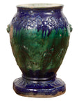 Antique Annamese Blue and Green Glazed Ceramic Garden Seat on Shaped Base-1. Asian & Chinese Furniture, Art, Antiques, Vintage Home Décor for sale at FEA Home