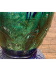 Antique Annamese Blue and Green Glazed Ceramic Garden Seat on Shaped Base-10. Asian & Chinese Furniture, Art, Antiques, Vintage Home Décor for sale at FEA Home