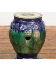 Antique Annamese Blue and Green Glazed Ceramic Garden Seat on Shaped Base-13. Asian & Chinese Furniture, Art, Antiques, Vintage Home Décor for sale at FEA Home
