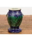 Antique Annamese Blue and Green Glazed Ceramic Garden Seat on Shaped Base-17. Asian & Chinese Furniture, Art, Antiques, Vintage Home Décor for sale at FEA Home
